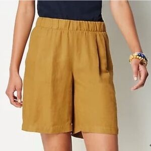 J Jill Linen & Rayon Pull-On Shorts‎ M Gold Nwt